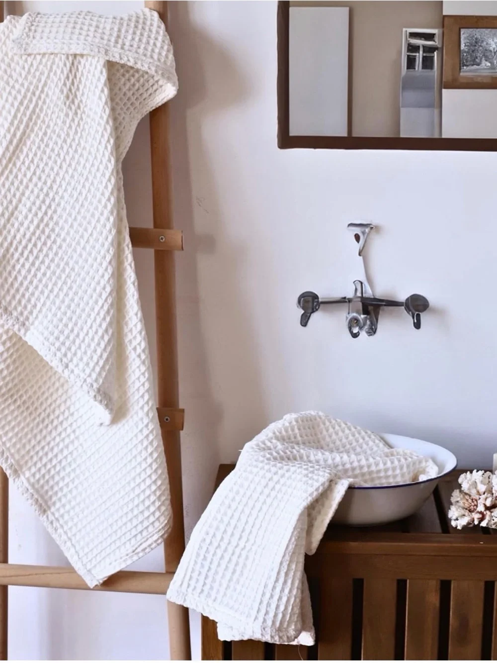 Waffle Bath Towel Set of 2 Bath Sheet Towel 35x71 White